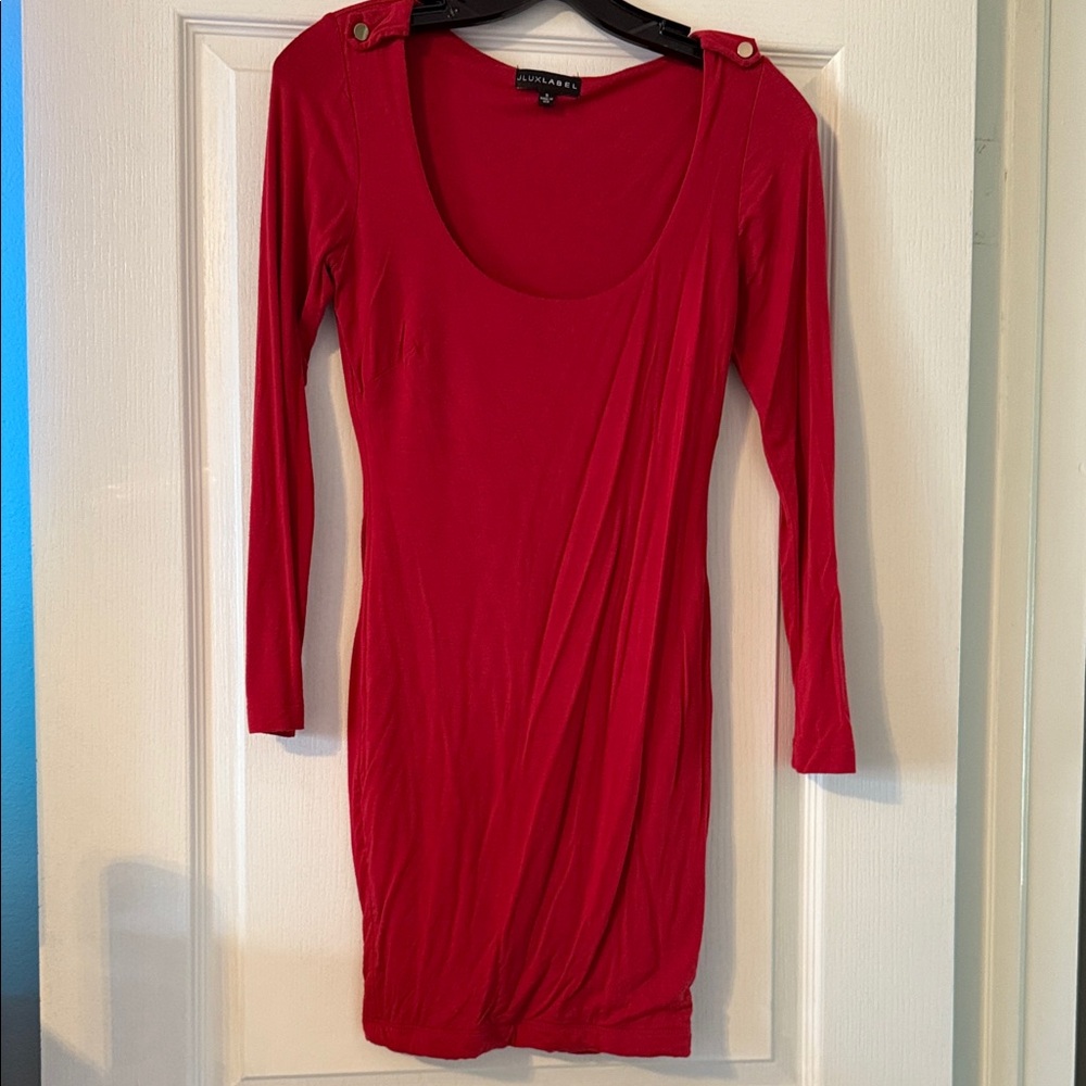 Jlux label Vibrant Red Long Sleeve Dress